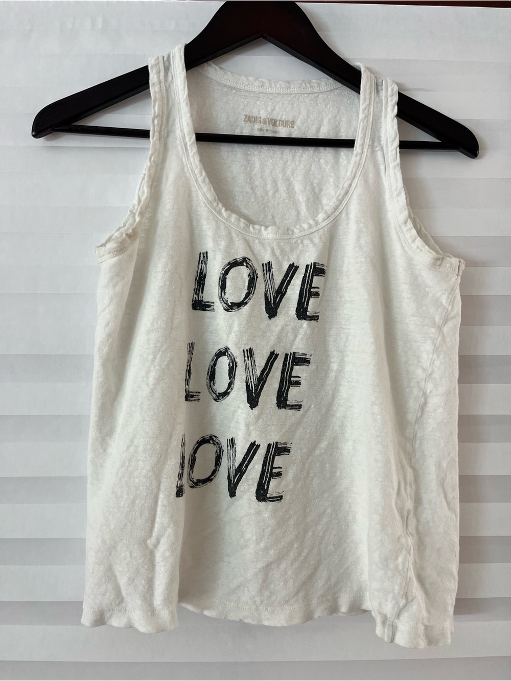 Zadig & Voltaire White Tank Top with Black 'LOVE' Print